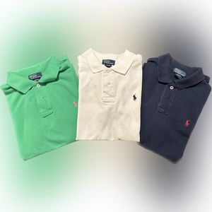Lot of 3 Medium Ralph Lauren Polo youth medium 10-12 polo shirts.